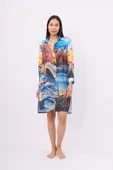 Peraluna SWEET MEMORIES LONG SHIRT DRESS Baskılı Kadın Gömlek Elbise - Çok Renkli - 6