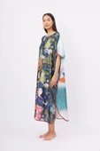 Peraluna MAGIC MOMENTS LONG DRESS Baskılı Saten Kadın Uzun Elbise - Çok Renkli - 5