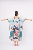 Peraluna MAGIC MOMENTS LONG DRESS Baskılı Saten Kadın Uzun Elbise - Çok Renkli - 7