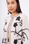 Peraluna LADY SAKURA JACKET Jakarlı Organik Pamuk Kadın Ceket - Bej - 4
