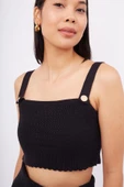 Peraluna IRIS BRALETTE Gold Düğmeli Kadın Bralet - Siyah - 4