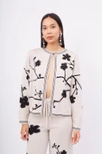 Peraluna LADY SAKURA JACKET Jakarlı Organik Pamuk Kadın Ceket - Bej - 2
