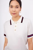 Styleboom X Peraluna LIZA BLOUSE Polo Yaka Kadın Triko Bluz - Ekru - 3