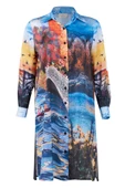 Peraluna SWEET MEMORIES LONG SHIRT DRESS Baskılı Kadın Gömlek Elbise - Çok Renkli - 8
