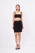 Peraluna EVA SKIRT Kadın Triko Mini Etek - Siyah - 6