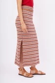 Peraluna FRIDA LONG SKIRT Çizgili Organik Pamuk Kadın Uzun Etek - Çok Renkli - 3