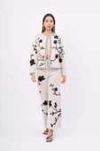 Peraluna LADY SAKURA JACKET Jakarlı Organik Pamuk Kadın Ceket - Bej - 1