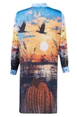 Peraluna SWEET MEMORIES LONG SHIRT DRESS Baskılı Kadın Gömlek Elbise - Çok Renkli - 9