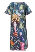 Peraluna MAGIC MOMENTS LONG DRESS Baskılı Saten Kadın Uzun Elbise - Çok Renkli - 8