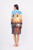 Peraluna SWEET MEMORIES LONG SHIRT DRESS Baskılı Kadın Gömlek Elbise - Çok Renkli - 7