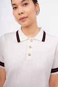 Styleboom X Peraluna LIZA BLOUSE Polo Yaka Kadın Triko Bluz - Ekru - 4