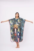 Peraluna MAGIC MOMENTS LONG DRESS Baskılı Saten Kadın Uzun Elbise - Çok Renkli - 6
