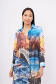 Peraluna SWEET MEMORIES LONG SHIRT DRESS Baskılı Kadın Gömlek Elbise - Çok Renkli - 5