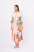 Peraluna SUMMER TIME LONG KIMONO Baskılı Saten Kadın Uzun Kimono - Çok Renkli - 6