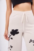 Peraluna LADY SAKURA TROUSER Jakarlı Organik Pamuk Kadın Pantolon - Bej - 3