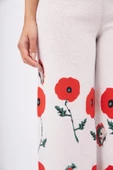 Peraluna POPPY TROUSER Gelincik Desen Organik Pamuk Kadın Pantolon - Ekru - 3