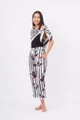 Peraluna STRIPE GARDEN TROUSER Baskılı Saten Kadın Pantolon - Çok Renkli - 7