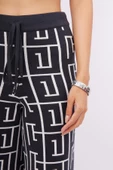 Peraluna MAZE TROUSER Jakarlı Organik Pamuk Kadın Pantolon - Antrasit/Ekru - 3