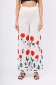 Peraluna POPPY TROUSER Gelincik Desen Organik Pamuk Kadın Pantolon - Ekru - 2