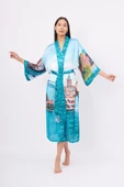 Peraluna ISTANBUL KIMONO Saten Kadın Uzun Kimono - Çok Renkli - 8