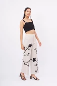 Peraluna LADY SAKURA TROUSER Jakarlı Organik Pamuk Kadın Pantolon - Bej - 7