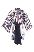 Peraluna STRIPE GARDEN SHORT KIMONO Baskılı Saten Kadın Kısa Kimono - Çok Renkli - 10