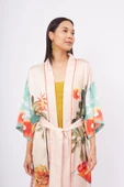 Peraluna SUMMER TIME LONG KIMONO Baskılı Saten Kadın Uzun Kimono - Çok Renkli - 2