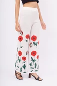 Peraluna POPPY TROUSER Gelincik Desen Organik Pamuk Kadın Pantolon - Ekru - 4