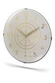 YALDIZLI KREM ZEMİNLİ PUSULA BASKILI DUVAR SAATİ 35 CM - 4