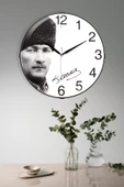 ATATÜRK BASKILI BOMBELİ CAM DUVAR SAATİ 35 CM - 1