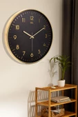 GOLD İNCE LATİN SİYAH ZEMİNLİ DUVAR SAATİ 43 CM - 1