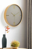 DEKORATİF KREM KADRAN ÇİZGİLİ RAKAM GOLD DUVAR SAATİ 29.5 CM - 1