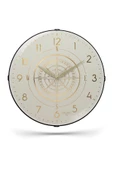 YALDIZLI KREM ZEMİNLİ PUSULA BASKILI DUVAR SAATİ 35 CM - 2