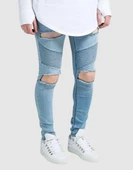 SikSilk Extreme Biker Mavi Erkek Kot Pantolon - 1