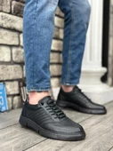 BA03246 İçi Dışı Hakiki Deri Gizli Bağcık Rahat Taban Siyah Casual Erkek Ayakkabı - 1