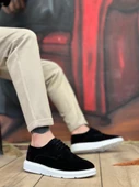 BA0003 Bağcıklı Klasik Spor Süet Siyah Beyaz Yüksek Taban Casual Erkek Ayakkabı thumbnail 1