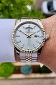 Daniel Klein DKISTE1170 Gold Gümüş Renk Hediye Paketli Takvim ve Gün Fonksiyonlu Erkek Kol Saati thumbnail 2