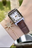 Casio CSISTE42 Kasası Gümüş Kordonu Kahverengi Renk Hediye Paketli Kadın Kol Saati - 1