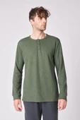 Erkek Pamuk Karışımlı Uzun Kollu Tişört - 1