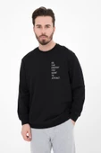 Erkek Baskılı Sweatshırt Siyah - 1