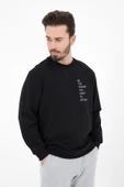 Erkek Baskılı Sweatshırt Siyah - 3