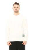 Erkek Oversize Sweat Etiket Detaylı Ekru - 1