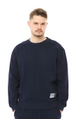 Erkek Oversize Sweat Etiket Detaylı Lacivert - 1