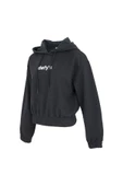 Kadın Baskılı Kapüşonlu Crop Sweat Antrasit - 2