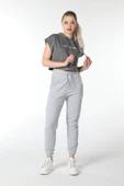Kadın Baskılı Kapüşonlu Crop Sweat K.gri - 3