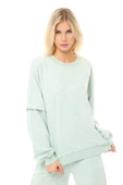 Kadın Oversize Sweat Kol Detaylı Su Yeşili - 1