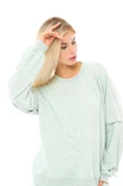 Kadın Oversize Sweat Kol Detaylı Su Yeşili - 2