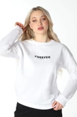 Kadın Baskılı Sweat Beyaz - 6