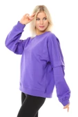 Kadın Oversize Sweat Kol Detaylı Su Yeşili - 6