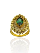 Zümrüt Taşlı Dorika Mekik 8 Ayar Altın Yüzük thumbnail 1